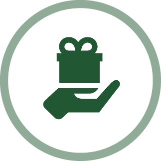 image of a hand with a gift - kindness icon