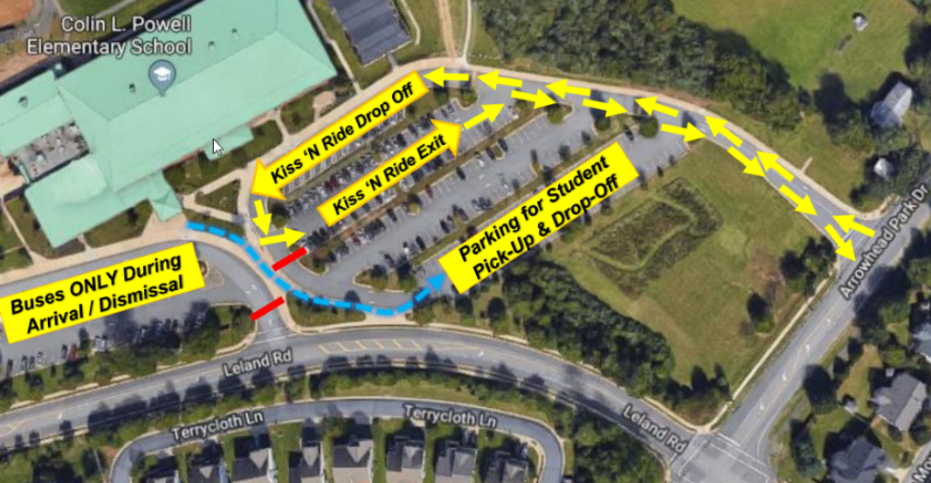 Picture of Parking Lot with Traffic Flow Arrows